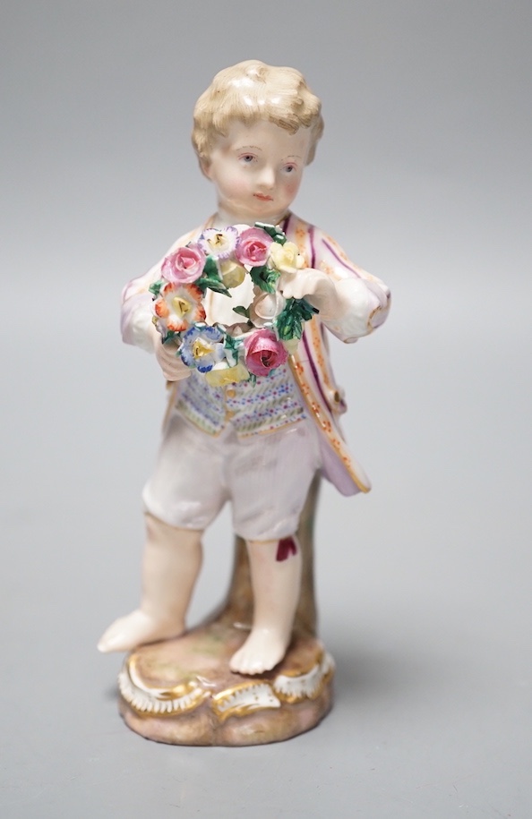 A 19th century Meissen boy with garland 13cm